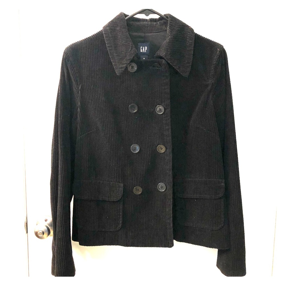 Gap Black Corduroy Pea Coat Size M